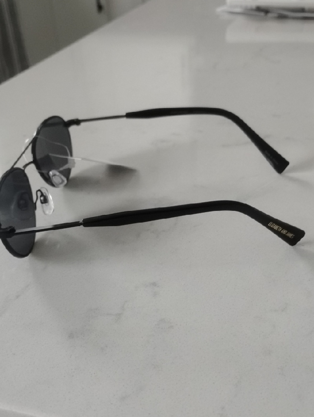 Elizabeth and James Black Slim Oval Sunglasses - Picture 2 of 12